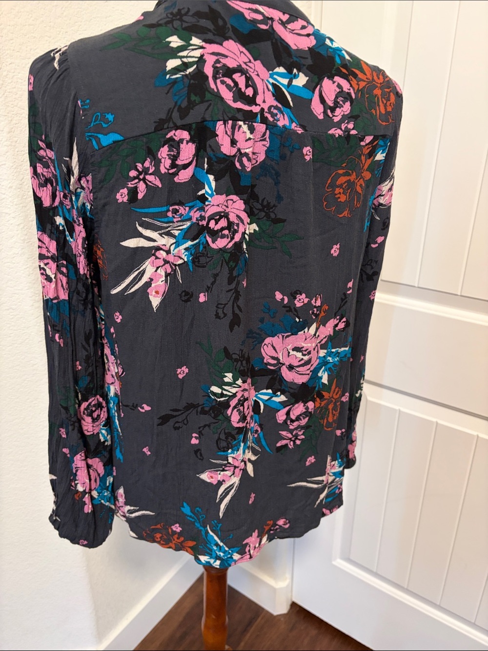 torrid Black Floral Top with Pink and Teal Accents - Picture 3 of 3